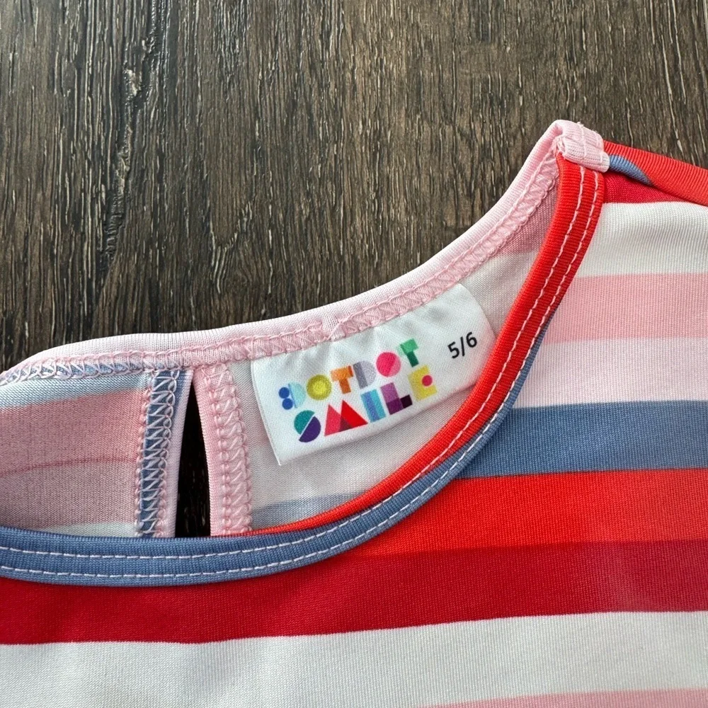 Dot Dot Smile Red and Blue Striped Kids Dress